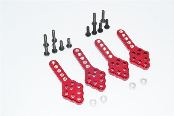 Axial SCX10 Aluminum Front & Rear Adjustable Damper Mount With Multiple Holes (Upward & Downward The Chassis) - 2 Prs Red