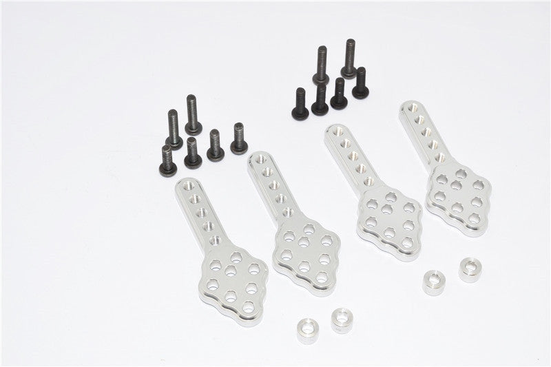 Axial SCX10 Aluminum Front & Rear Adjustable Damper Mount With Multiple Holes (Upward & Downward The Chassis) - 2 Prs Silver