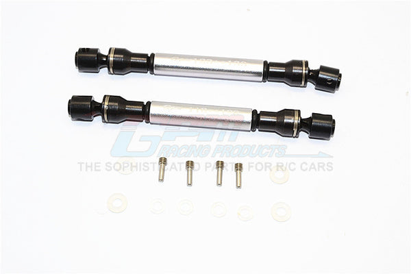 Axial SCX10 Steel+Aluminum Front & Rear Main Drive Shaft (F:123mm-133mm, R:118mm-128mm) - 2Pcs Set Gray Silver