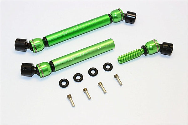 Axial SCX10 Steel+Aluminum Front & Rear Main Drive Shaft (F:117mm-127mm, R:122mm-132mm) - 2Pcs Set Green