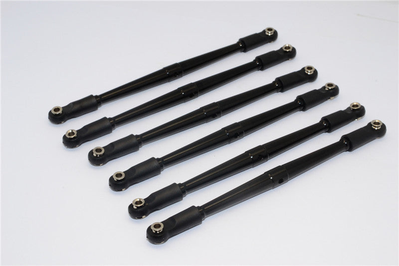 Axial SCX10 Aluminum Front+Rear Chassis Links Parts (Tie Rod) - 6Pcs Black