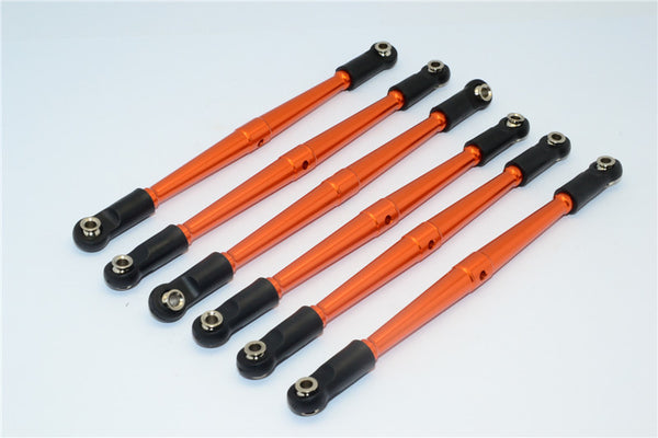 Axial SCX10 Aluminum Front+Rear Chassis Links Parts (Tie Rod) - 6Pcs Orange
