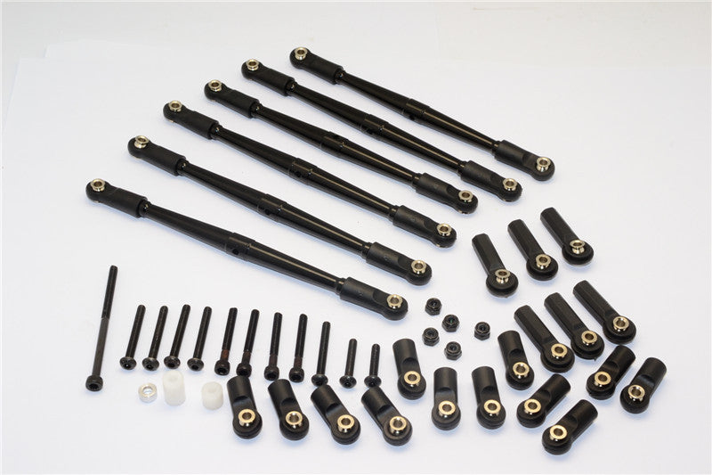 Axial SCX10 Aluminum Adjustable Link Parts With Interchangeable Ball Ends For 295mm, 308mm, 315mm Wheelbase - 6Pcs Set Black