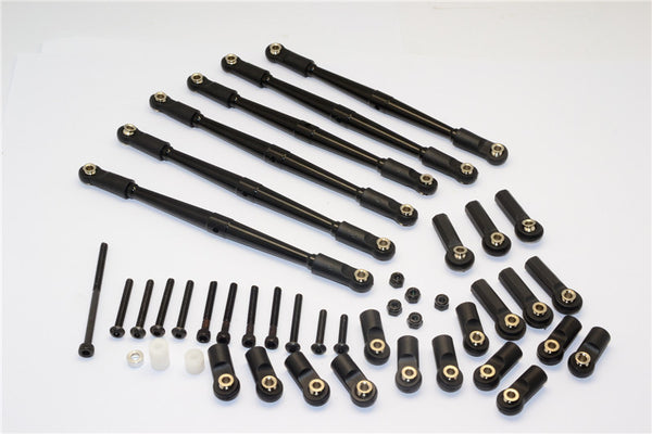 Axial SCX10 Aluminum Adjustable Link Parts With Interchangeable Ball Ends For 295mm, 308mm, 315mm Wheelbase - 6Pcs Set Black
