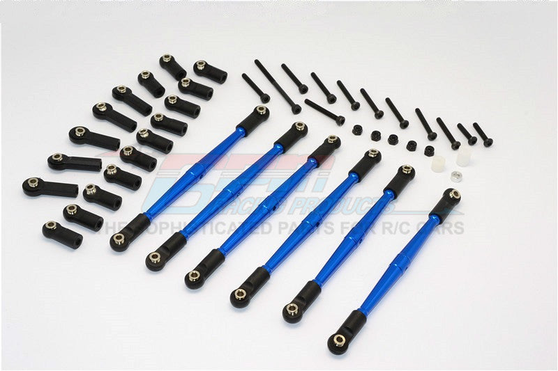 Axial SCX10 Aluminum Adjustable Link Parts With Interchangeable Ball Ends For 295mm, 308mm, 315mm Wheelbase - 6Pcs Set Blue