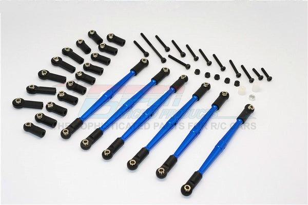 Axial SCX10 Aluminum Adjustable Link Parts With Interchangeable Ball Ends For 295mm, 308mm, 315mm Wheelbase - 6Pcs Set Blue