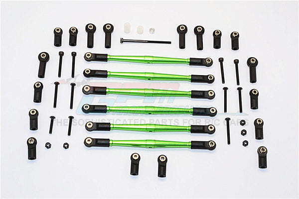 Axial SCX10 Aluminum Adjustable Link Parts With Interchangeable Ball Ends For 295mm, 308mm, 315mm Wheelbase - 6Pcs Set Green