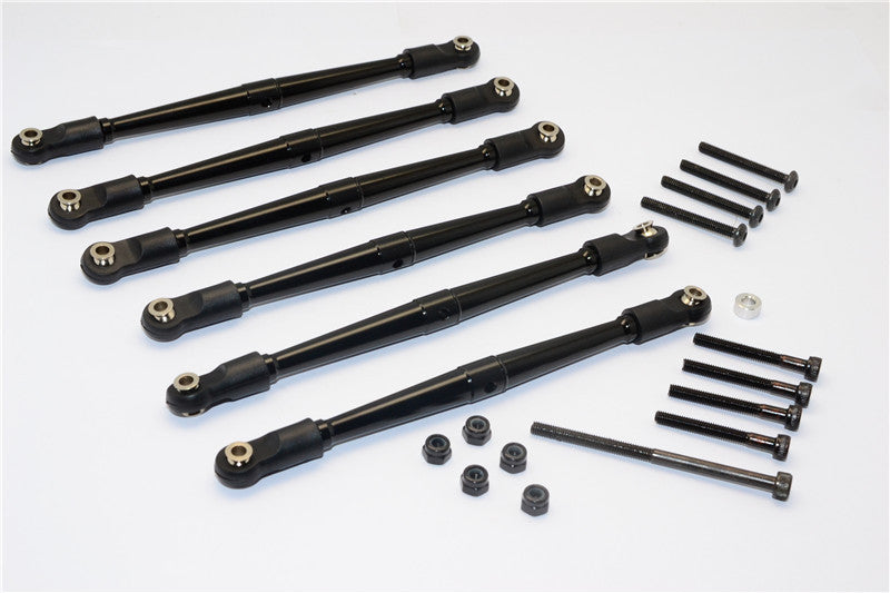 Axial SCX10 Aluminum Adjustable Link Parts For 295mm Wheelbase - 6Pcs Set Black