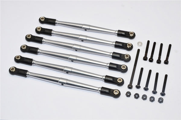 Axial SCX10 Aluminum Adjustable Link Parts For 295mm Wheelbase - 6Pcs Set Gray Silver