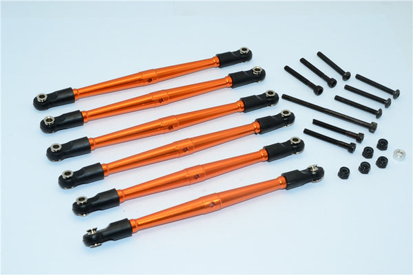 Axial SCX10 Aluminum Adjustable Link Parts For 295mm Wheelbase - 6Pcs Set Orange