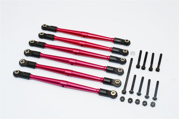 Axial SCX10 Aluminum Adjustable Link Parts For 295mm Wheelbase - 6Pcs Set Red