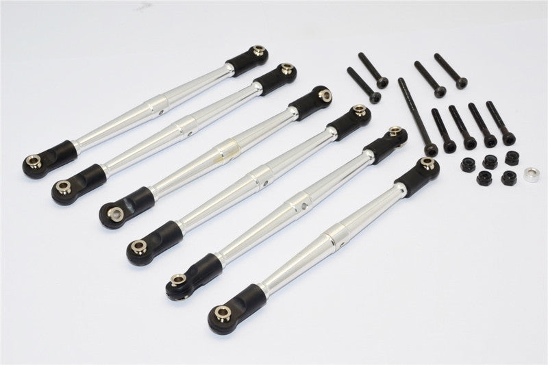 Axial SCX10 Aluminum Adjustable Link Parts For 295mm Wheelbase - 6Pcs Set Silver