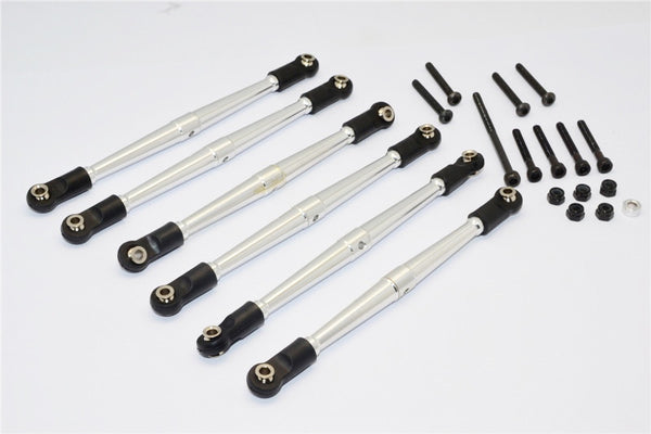 Axial SCX10 Aluminum Adjustable Link Parts For 295mm Wheelbase - 6Pcs Set Silver