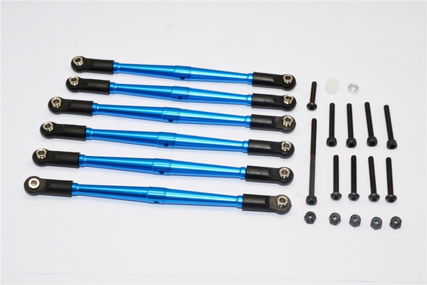Axial SCX10 Aluminum Adjustable Link Parts For 308mm Wheelbase - 6Pcs Set Blue