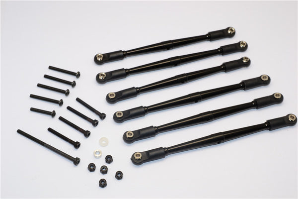 Axial SCX10 Aluminum Adjustable Link Parts For 308mm Wheelbase - 6Pcs Set Black