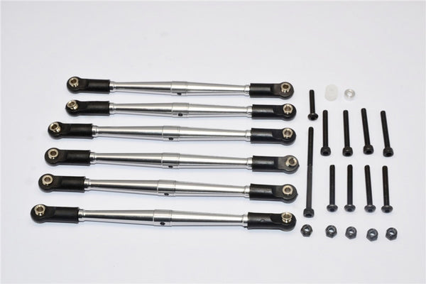 Axial SCX10 Aluminum Adjustable Link Parts For 308mm Wheelbase - 6Pcs Set Gray Silver