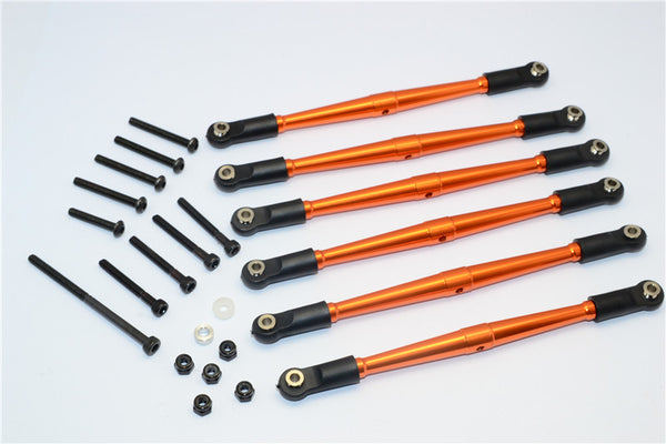 Axial SCX10 Aluminum Adjustable Link Parts For 308mm Wheelbase - 6Pcs Set Orange
