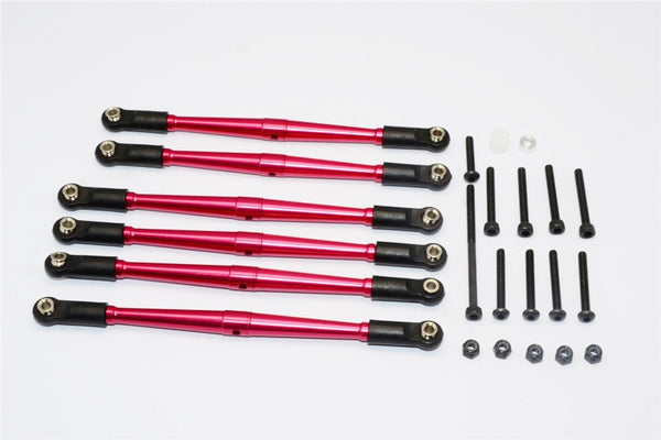 Axial SCX10 Aluminum Adjustable Link Parts For 308mm Wheelbase - 6Pcs Set Red