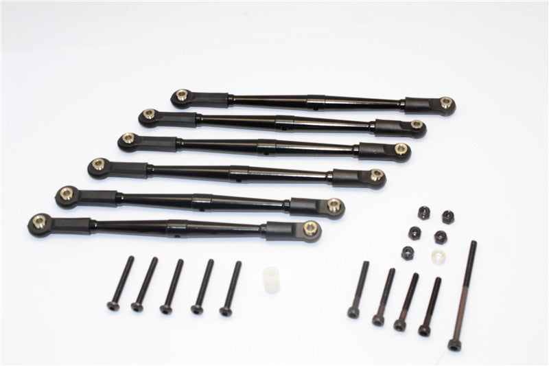 Axial SCX10 Aluminum Adjustable Link Parts For 315mm Wheelbase - 6Pcs Set Black