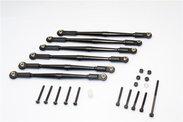 Axial SCX10 Aluminum Adjustable Link Parts For 315mm Wheelbase - 6Pcs Set Black