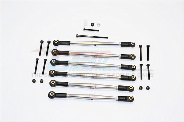 Axial SCX10 Aluminum Adjustable Link Parts For 315mm Wheelbase - 6Pcs Set Gray Silver