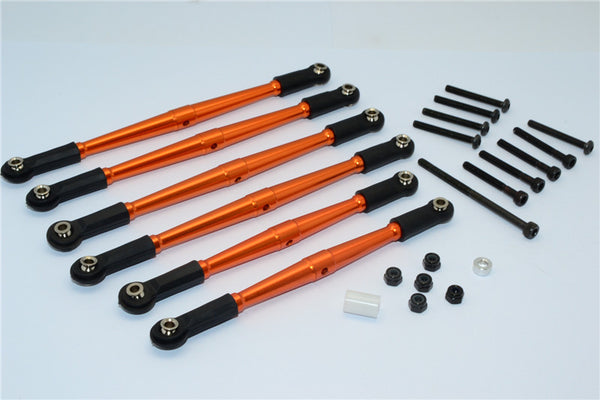 Axial SCX10 Aluminum Adjustable Link Parts For 315mm Wheelbase - 6Pcs Set Orange
