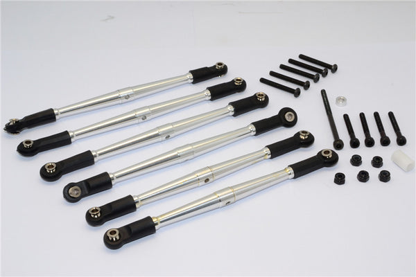 Axial SCX10 Aluminum Adjustable Link Parts For 315mm Wheelbase - 6Pcs Set Silver