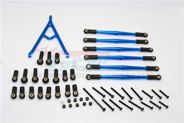 Axial SCX10 Aluminum Adjustable Link Parts With Mount & Interchangeable Ball Ends For 295mm, 308mm, 315mm Wheelbase - 7Pcs Set Blue