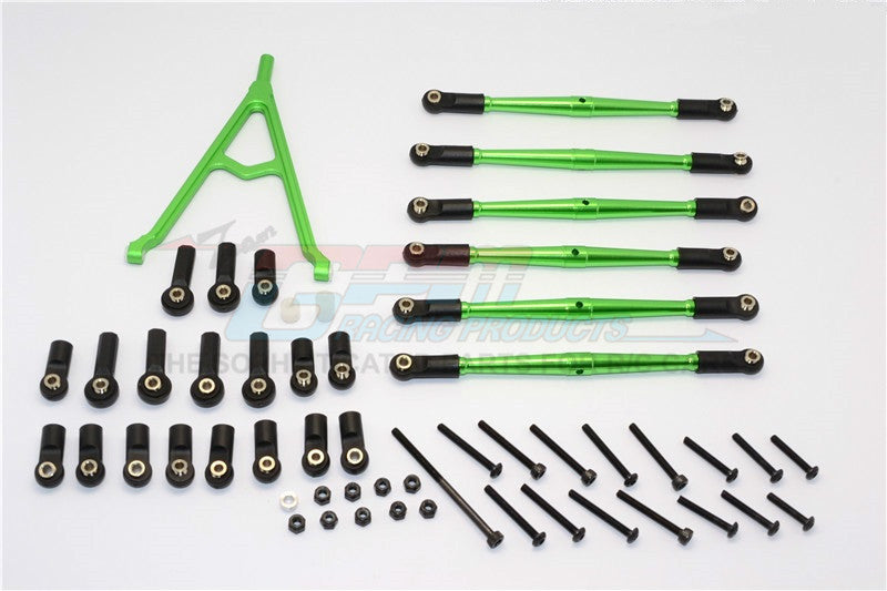 Axial SCX10 Aluminum Adjustable Link Parts With Mount & Interchangeable Ball Ends For 295mm, 308mm, 315mm Wheelbase - 7Pcs Set Green
