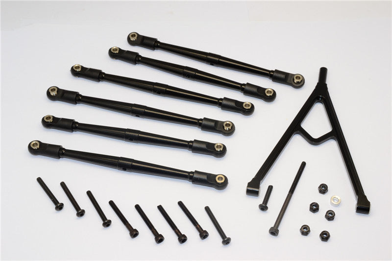 Axial SCX10 Aluminum Adjustable Link Parts With Mount For 295mm Wheelbase - 7Pcs Set Black