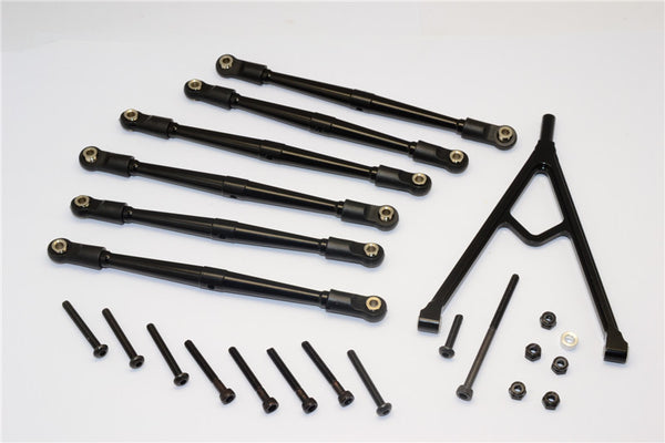 Axial SCX10 Aluminum Adjustable Link Parts With Mount For 295mm Wheelbase - 7Pcs Set Black