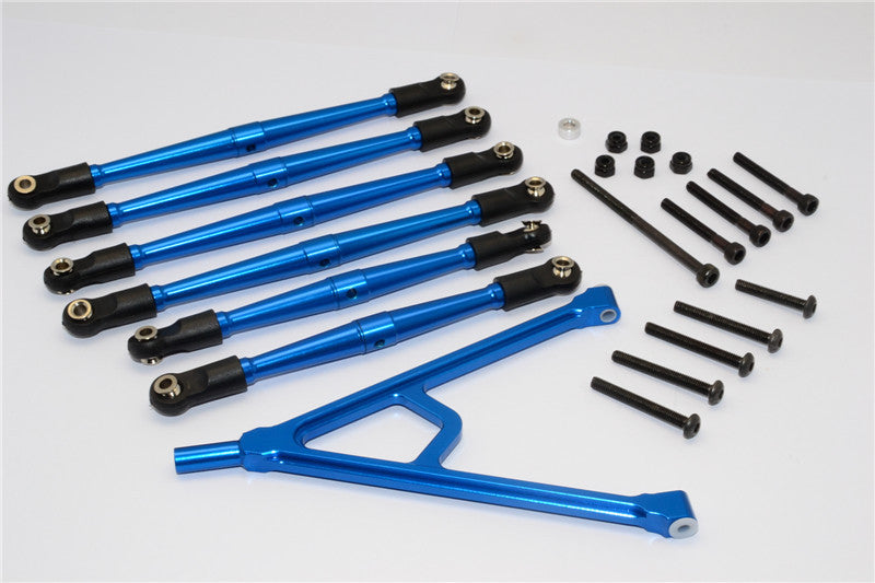 Axial SCX10 Aluminum Adjustable Link Parts With Mount For 295mm Wheelbase - 7Pcs Set Blue