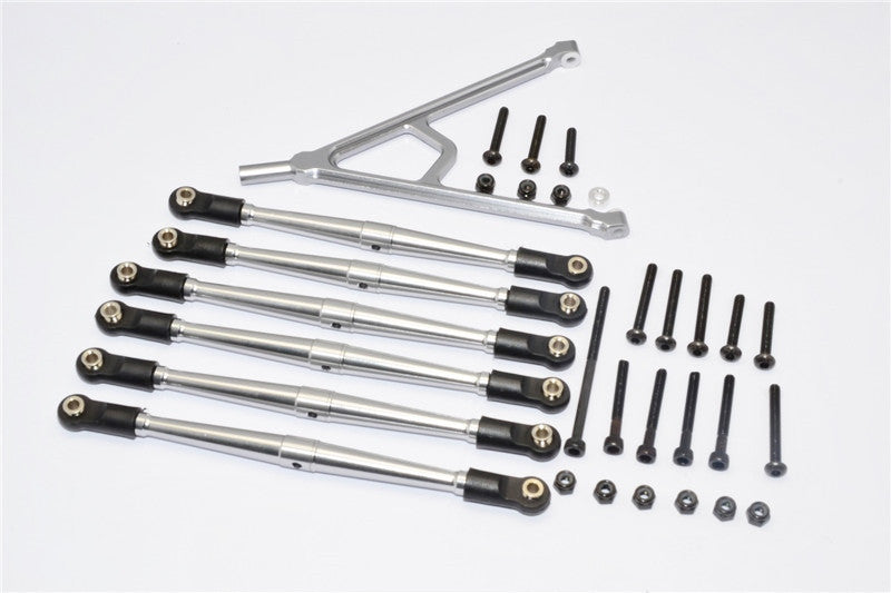 Axial SCX10 Aluminum Adjustable Link Parts With Mount For 295mm Wheelbase - 7Pcs Set Gray Silver