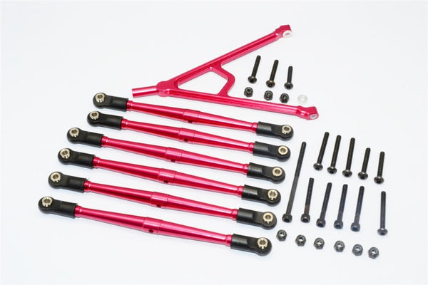 Axial SCX10 Aluminum Adjustable Link Parts With Mount For 295mm Wheelbase - 7Pcs Set Red