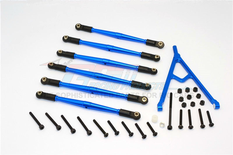 Axial SCX10 Aluminum Adjustable Link Parts With Mount For 308mm Wheelbase - 7Pcs Set Blue