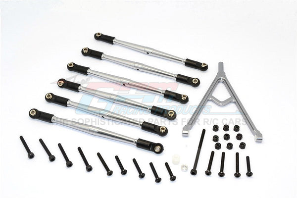 Axial SCX10 Aluminum Adjustable Link Parts With Mount For 308mm Wheelbase - 7Pcs Set Gray Silver