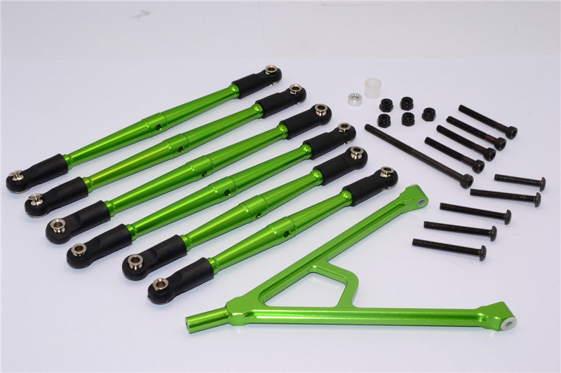 Axial SCX10 Aluminum Adjustable Link Parts With Mount For 308mm Wheelbase - 7Pcs Set Green