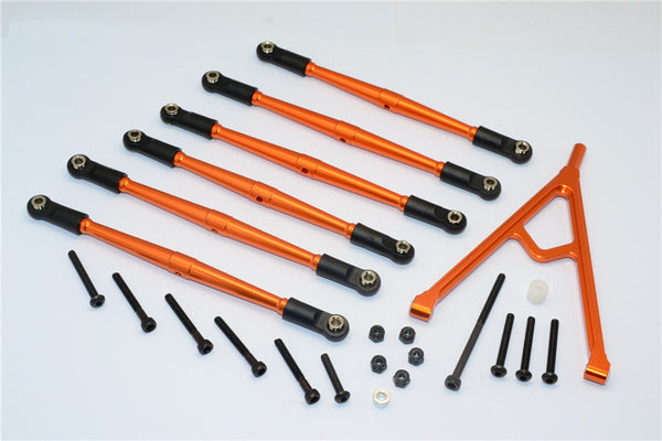 Axial SCX10 Aluminum Adjustable Link Parts With Mount For 308mm Wheelbase - 7Pcs Set Orange