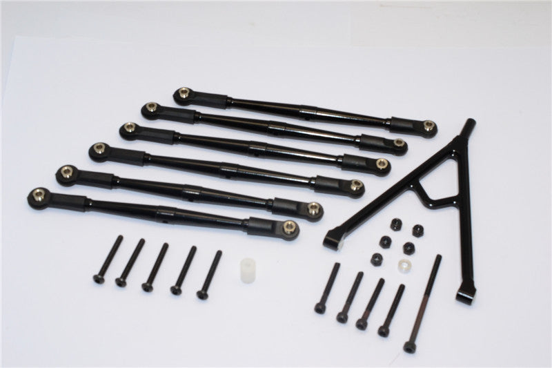 Axial SCX10 Aluminum Adjustable Link Parts With Mount For 315mm Wheelbase - 7Pcs Set Black