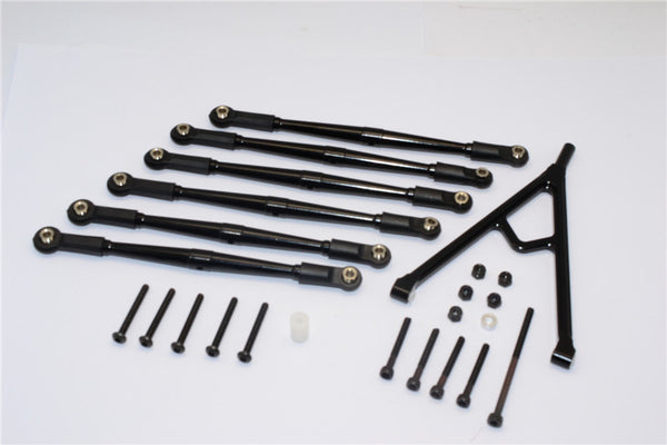 Axial SCX10 Aluminum Adjustable Link Parts With Mount For 315mm Wheelbase - 7Pcs Set Black