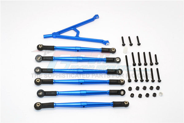 Axial SCX10 Aluminum Adjustable Link Parts With Mount For 315mm Wheelbase - 7Pcs Set Blue