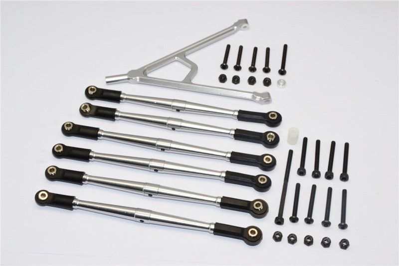 Axial SCX10 Aluminum Adjustable Link Parts With Mount For 315mm Wheelbase - 7Pcs Set Gray Silver