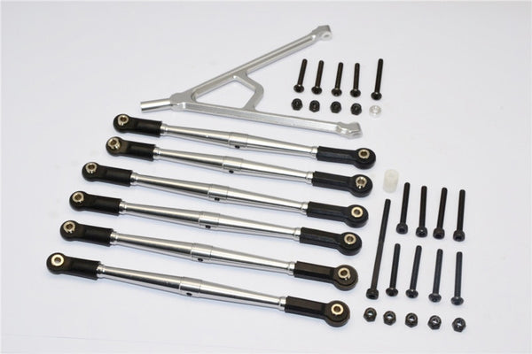 Axial SCX10 Aluminum Adjustable Link Parts With Mount For 315mm Wheelbase - 7Pcs Set Gray Silver