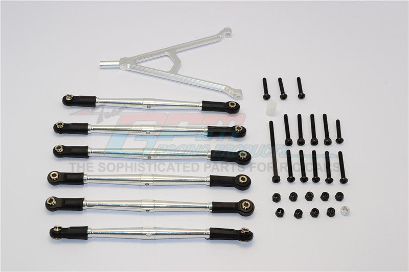 Axial SCX10 Aluminum Adjustable Link Parts With Mount For 315mm Wheelbase - 7Pcs Set Silver