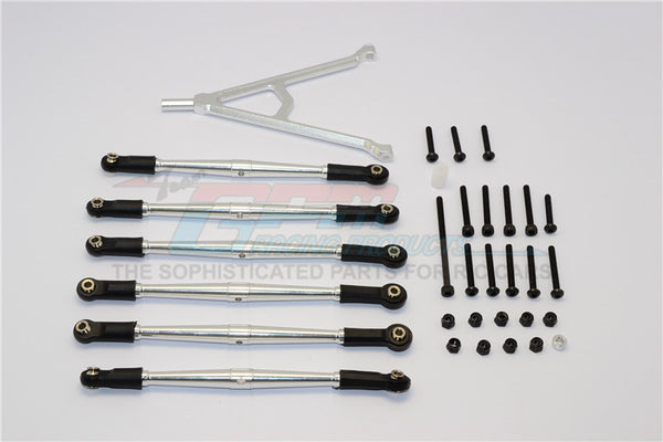 Axial SCX10 Aluminum Adjustable Link Parts With Mount For 315mm Wheelbase - 7Pcs Set Silver