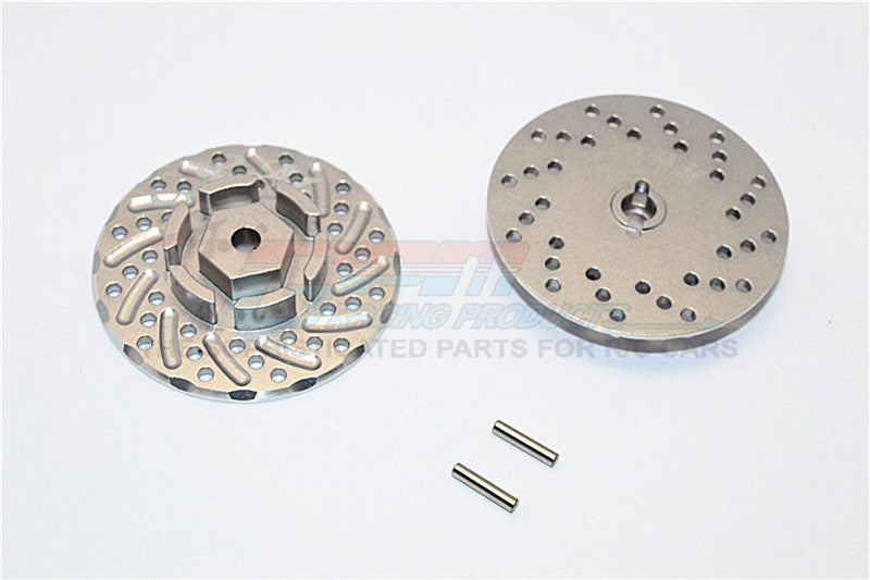 Axial SCX10 II (AX90046, AX90047) Aluminum Front/Rear Wheel Hex Claw +3mm With Brake Disk - 2Pcs Gray Silver