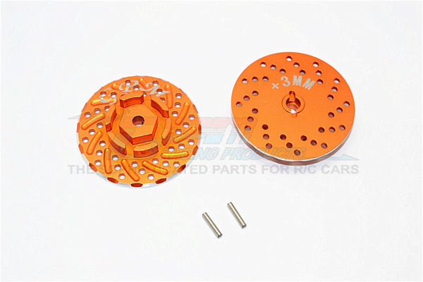 Axial SCX10 II (AX90046, AX90047) Aluminum Front/Rear Wheel Hex Claw +3mm With Brake Disk - 2Pcs Orange