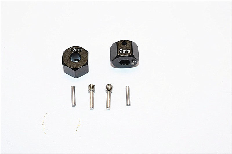 Axial SCX10 II (AX90046) Aluminum Wheel Hex Adapters 12mm X 9mm - 2Pcs Set Black