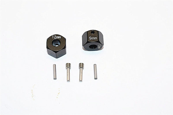 Axial SCX10 II (AX90046) Aluminum Wheel Hex Adapters 12mm X 9mm - 2Pcs Set Black