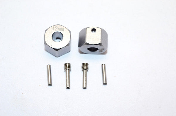 Axial SCX10 II (AX90046) Aluminum Wheel Hex Adapters 12mm X 9mm - 2Pcs Set Gray Silver